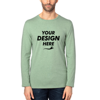 Threadfast Apparel Unisex Ultimate CVC Long Sleeve T-Shirt, Army Heather, Front view, Mockup