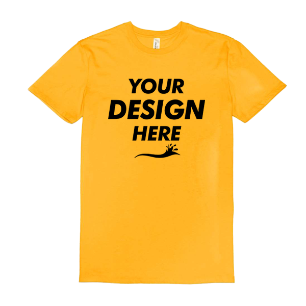 Threadfast Apparel Unisex Ultimate CVC T-Shirt, Gold, Front view, Mockup