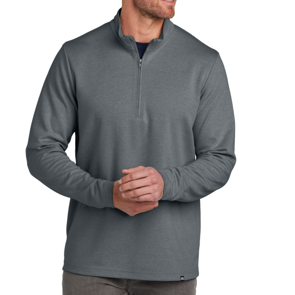 Travis Mathew Coveside 1/4 Zip, Dark Grey Heather, Front view