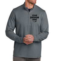 Travis Mathew Coveside 1/4 Zip, Dark Grey Heather, Front view, Mockup