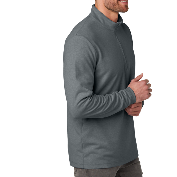 Travis Mathew Coveside 1/4 Zip, Dark Grey Heather, Right Sleeve view