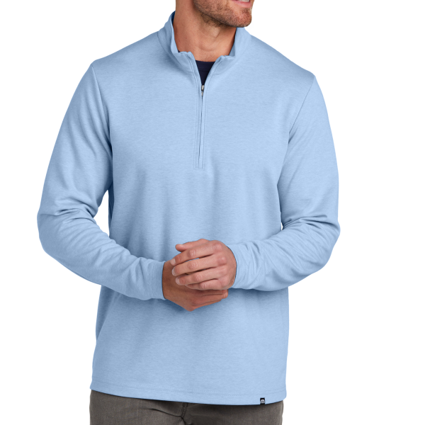 Travis Mathew Coveside 1/4 Zip, Light Blue Heather, Front view