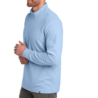Travis Mathew Coveside 1/4 Zip, Light Blue Heather, Left Sleeve view