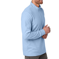 Travis Mathew Coveside 1/4 Zip, Light Blue Heather, Right Sleeve view