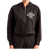 TriDri Women's Alice Half-Zip Hooded Sweatshirt, Black, Front view, Mockup