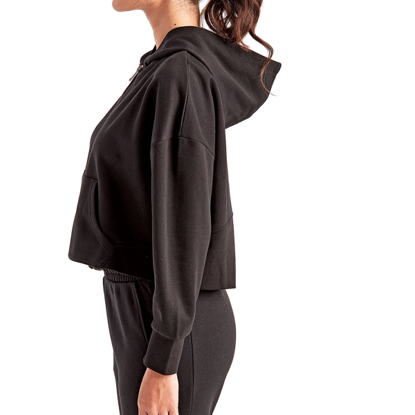 TriDri Women's Alice Half-Zip Hooded Sweatshirt, Black, Left Sleeve view
