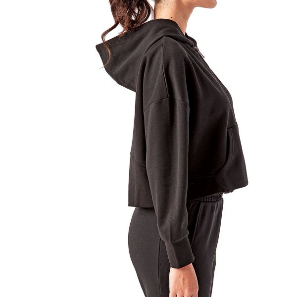 TriDri Women's Alice Half-Zip Hooded Sweatshirt, Black, Right Sleeve view
