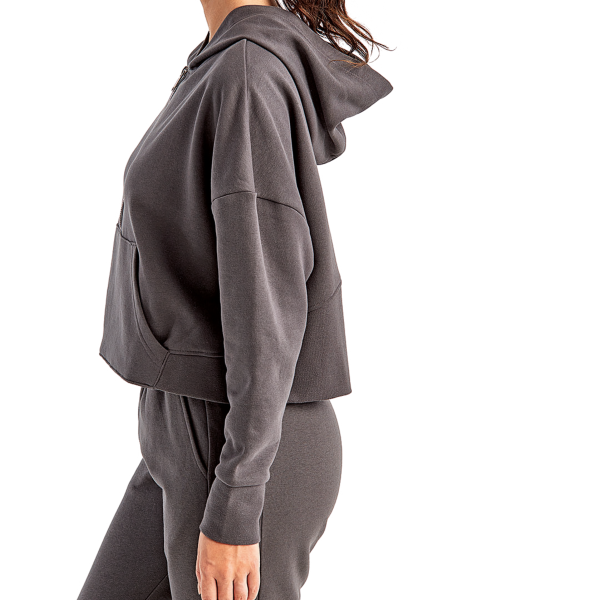 TriDri Women's Alice Half-Zip Hooded Sweatshirt, Charcoal, Left Sleeve view