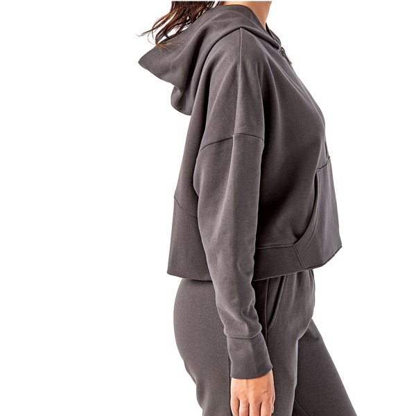 TriDri Women's Alice Half-Zip Hooded Sweatshirt, Charcoal, Right Sleeve view