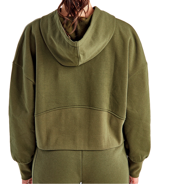 TriDri Women's Alice Half-Zip Hooded Sweatshirt, Olive, Back view
