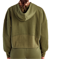 TriDri Women's Alice Half-Zip Hooded Sweatshirt, Olive, Back view