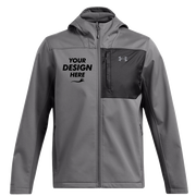 Under Armour Men's ColdGear® Infrared Shield 2.0 Hooded Jacket, Castlerock / Coastal, Front view, Mockup