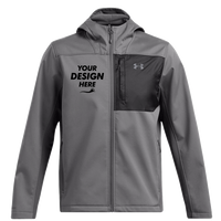 Under Armour Men's ColdGear® Infrared Shield 2.0 Hooded Jacket, Castlerock / Coastal, Front view, Mockup