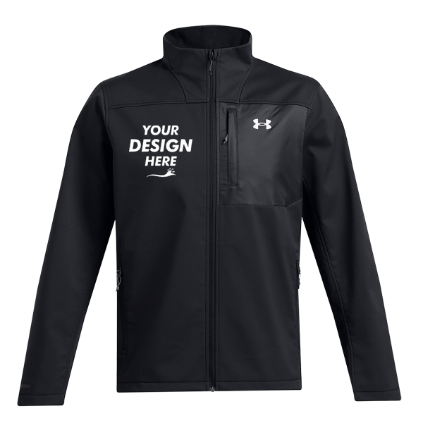 Under Armour Men's ColdGear® Infrared Shield 2.0 Jacket, Black / Black, Front view, Mockup