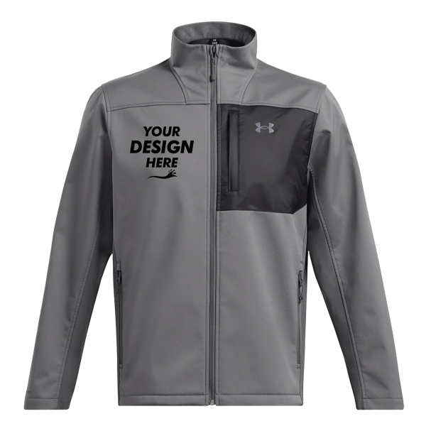 Under Armour Men's ColdGear® Infrared Shield 2.0 Jacket, Castlerock Grey / Castlerock Grey, Front view, Mockup