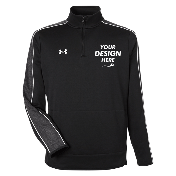 Under Armour Men's Command 2.0 Quarter-Zip Pullover, Black / White, Front view, Mockup