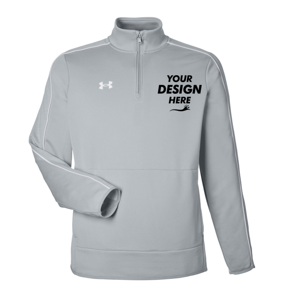 Under Armour Men's Command 2.0 Quarter-Zip Pullover, Mod Grey / White, Front view, Mockup
