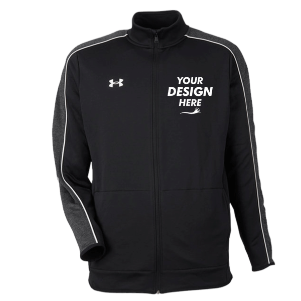 Under Armour Men's Command Full-Zip 2.0 Jacket, Black / White, Front view, Mockup
