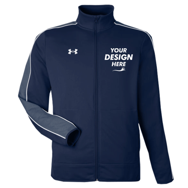 Under Armour Men's Command Full-Zip 2.0 Jacket, Midnight Navy / White, Front view, Mockup