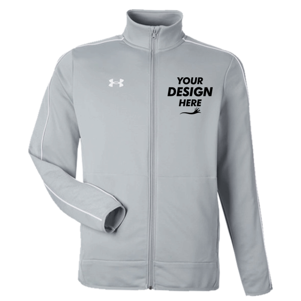 Under Armour Men's Command Full-Zip 2.0 Jacket, Mod Grey / White, Front view, Mockup