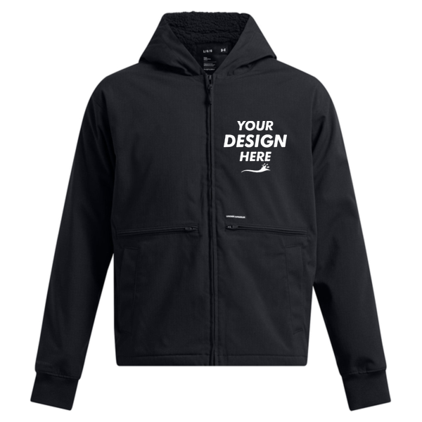 Under Armour Men's Icon Fleece Jacket, Black / Black, Front view, Mockup