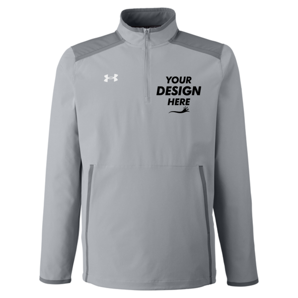Under Armour Men's Motivate 3.0 Quarter-Zip Pullover, Mod Grey / White / White, Front view, Mockup
