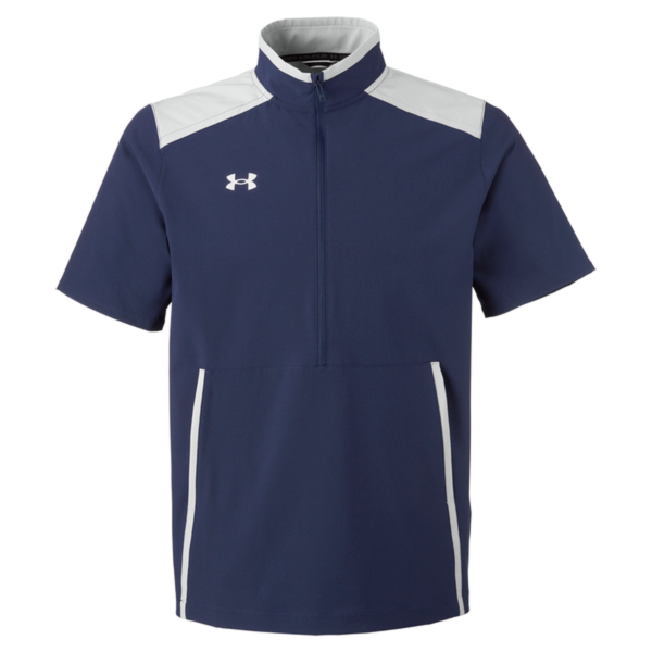 Under Armour Men's Motivate 3.0 Short Sleeve Half-Zip, Midnight Navy / White / White, Front view