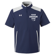 Under Armour Men's Motivate 3.0 Short Sleeve Half-Zip, Midnight Navy / White / White, Front view, Mockup