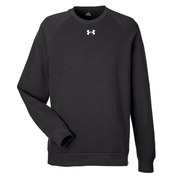 Under Armour Men's Rival Fleece Crewneck Sweatshirt, Black / White, Front view