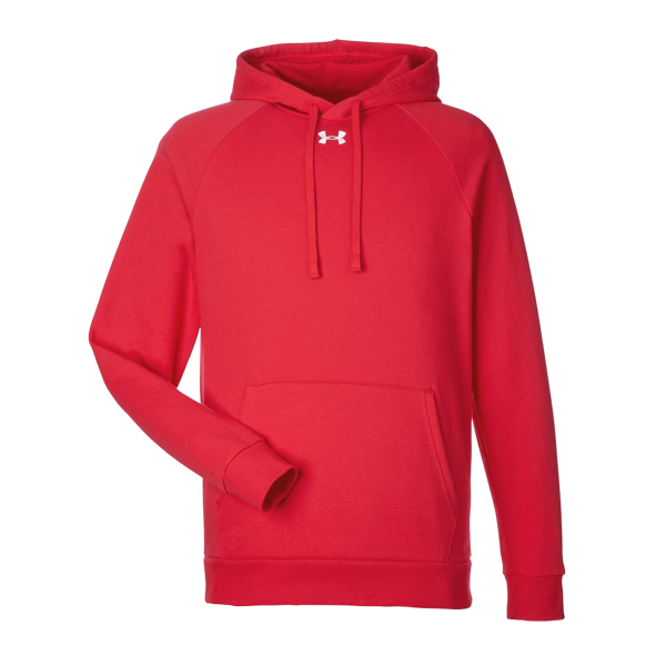 Under Armour Men's Rival Fleece Hooded Sweatshirt, Red / White, Front view