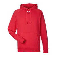 Under Armour Men's Rival Fleece Hooded Sweatshirt, Red / White, Front view