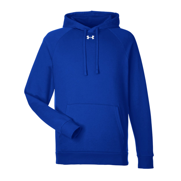 Under Armour Men's Rival Fleece Hooded Sweatshirt, Royal / White, Front view