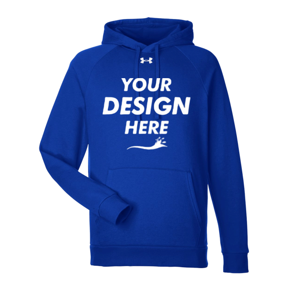 Under Armour Men's Rival Fleece Hooded Sweatshirt, Royal / White, Front view, Mockup