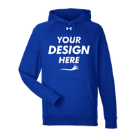 Under Armour Men's Rival Fleece Hooded Sweatshirt, Royal / White, Front view, Mockup