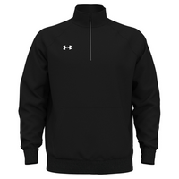 Under Armour Men's Rival Fleece Quarter-Zip Pullover, Black / White, Front view