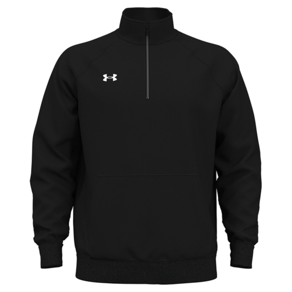 Under Armour Men's Rival Fleece Quarter-Zip Pullover, Black / White, Front view