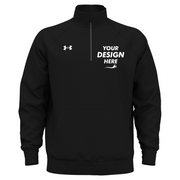 Under Armour Men's Rival Fleece Quarter-Zip Pullover, Black / White, Front view, Mockup