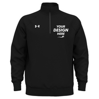 Under Armour Men's Rival Fleece Quarter-Zip Pullover, Black / White, Front view, Mockup