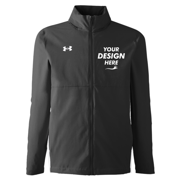 Under Armour Men's Rival Stretch Jacket, Black / White, Front view, Mockup