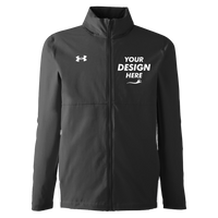 Under Armour Men's Rival Stretch Jacket, Black / White, Front view, Mockup