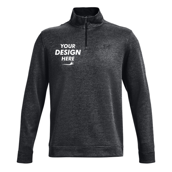 Under Armour Men's Storm Sweater Fleece Quarter-Zip Pullover, Black / Black 001, Front view, Mockup