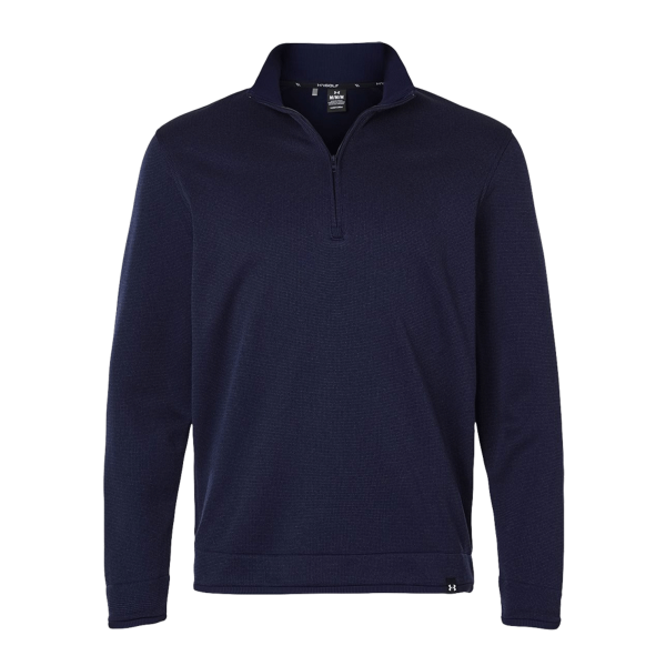 Under Armour Men's Storm Sweater Fleece Quarter-Zip Pullover, Midnight Navy / White, Front view