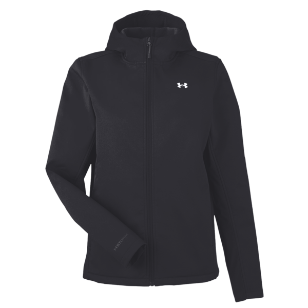 Under Armour Women's ColdGear® Infared Shield 2.0 Hooded Jacket, Black / White, Front view