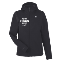 Under Armour Women's ColdGear® Infared Shield 2.0 Hooded Jacket, Black / White, Front view, Mockup
