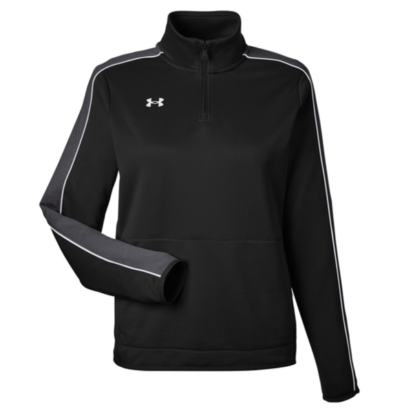 Under Armour Women's Command 2.0 Quarter-Zip Pullover, Black / White, Front view