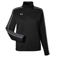 Under Armour Women's Command 2.0 Quarter-Zip Pullover, Black / White, Front view