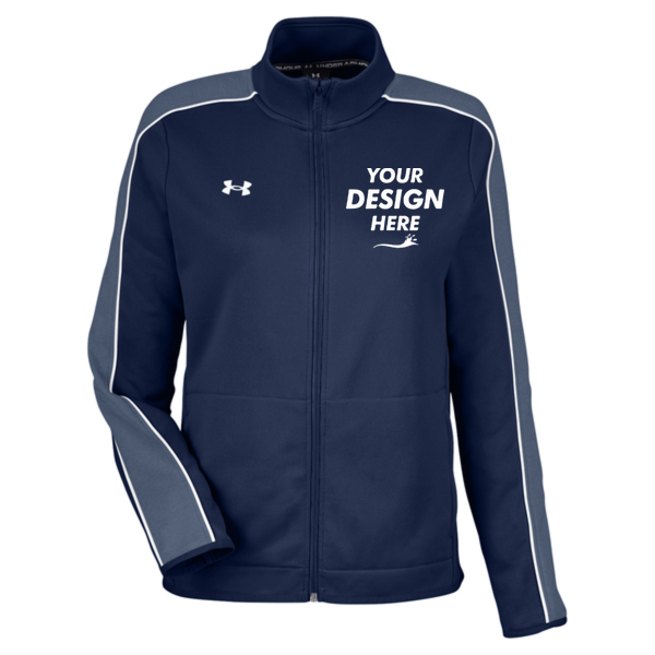 Under Armour Women's Command Full-Zip 2.0 Jacket, Midnight Navy / White, Front view, Mockup
