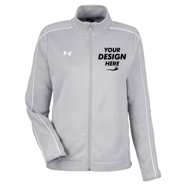 Under Armour Women's Command Full-Zip 2.0 Jacket, Mod Grey / White, Front view, Mockup