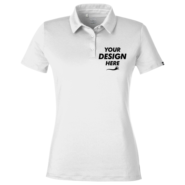 Under Armour Women's Recycled Polo, White / White, Front view, Mockup