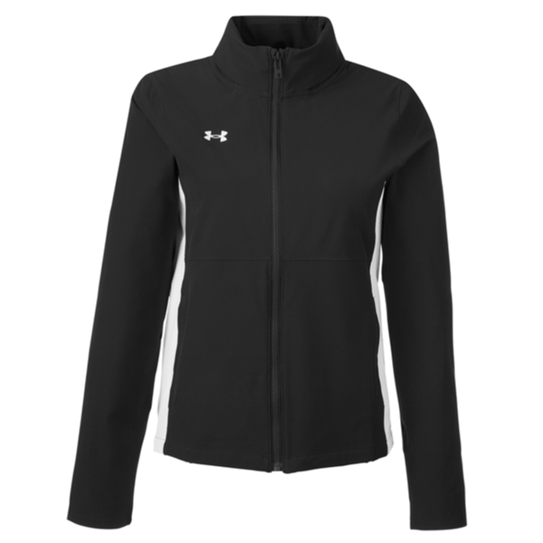 Under Armour Women's Rival Stretch Jacket, Black / White / White, Front view
